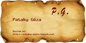 Pataky Géza névjegykártya